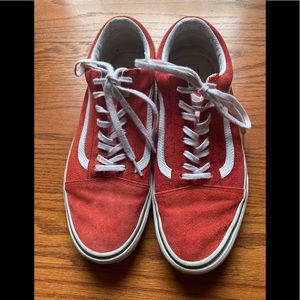 Vans Old Sokol Skater Shoes Red Leather Suede Men’s Sz 10
